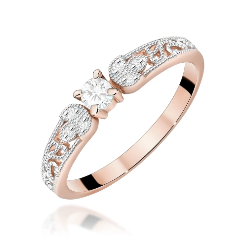 Pierścionek W0411 Diament 0,10ct różowe złoto