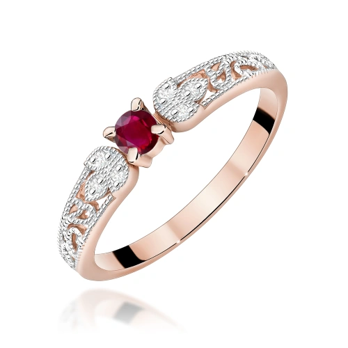 Pierścionek W0411 Rubin 0,15ct różowe złoto
