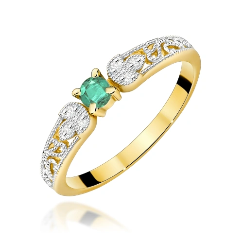 Žiedas W0411 Smaragdas 0,15ct Geltonas auksas 375