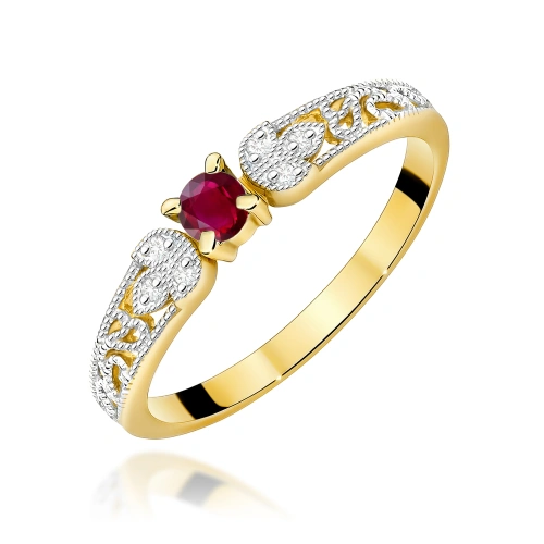 Žiedas W0411 Rubinas 0,15ct Geltonas auksas 375