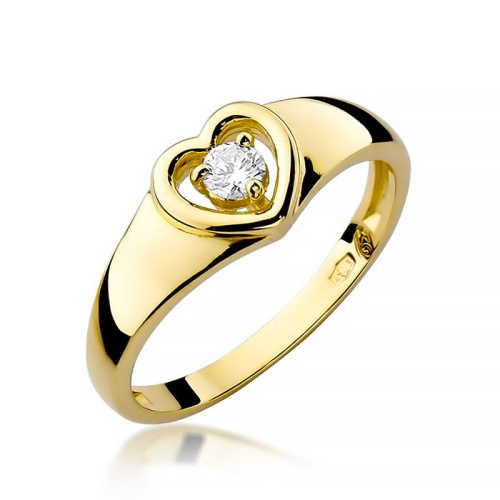 Pierścionek W0001 Diament 0,10ct żółte złoto