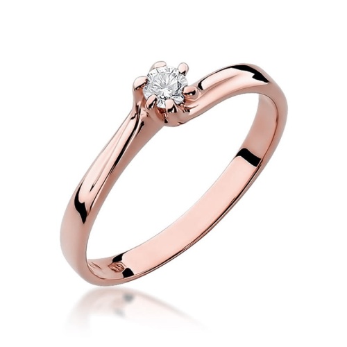 Pierścionek W0021 Diament 0,10ct różowe złoto