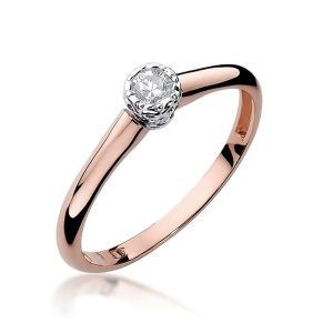 Pierścionek W0042 Diament 0,13ct różowe złoto