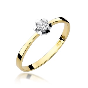 Pierścionek W0053 Diament 0,10ct żółte złoto