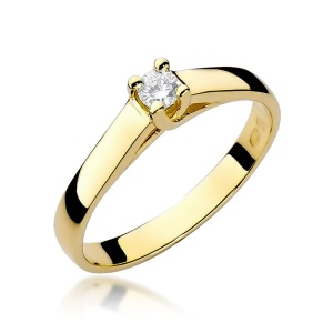 Pierścionek W0070 Diament 0,10ct żółte złoto