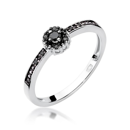 Bague W0091 Diamant noir 0,04ct Or blanc
