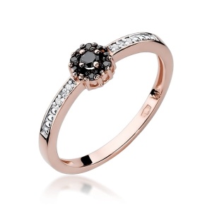 Pierścionek W0091 Czarny Diament 0,04ct różowe złoto