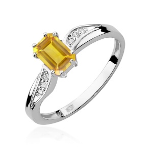 Pierścionek W0094 Cytryn 0,60ct białe złoto