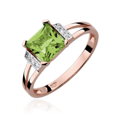 Žiedas W0103 Olivinas 1,10ct Rožinis auksas
