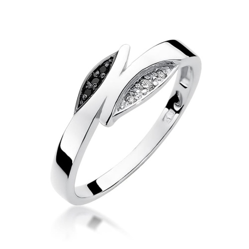 Bague W0107 avec diamants noirs Or blanc
