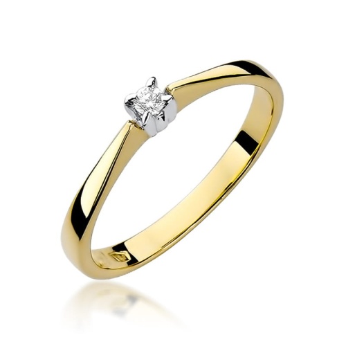 Pierścionek W0175 Diament 0,03ct żółte złoto