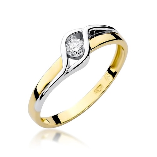 Pierścionek W0178 Diament 0,10ct żółte złoto