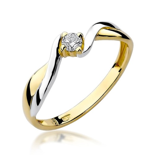 Pierścionek W0208 Diament 0,10ct żółte złoto