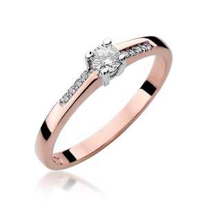 Pierścionek W0258 Diament 0,15ct różowe złoto