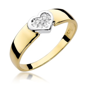 Pierścionek W0314 z diamentami żółte złoto