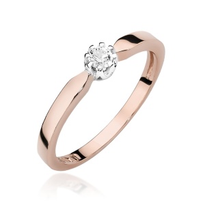 Pierścionek W0450 Diament 0,10ct różowe złoto