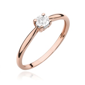 Pierścionek W0461 Diament 0,08ct różowe złoto