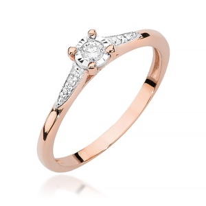 Pierścionek W0466 Diament 0,08ct różowe złoto