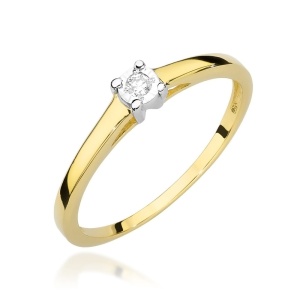 Pierścionek W0471 Diament 0,03ct żółte złoto