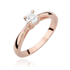 Pierścionek W0475 Diament 0,08ct różowe złoto