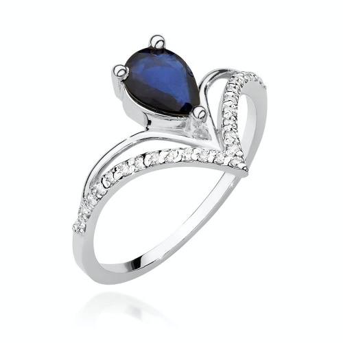 Pierścionek W0487 Szafir 0,60ct białe złoto