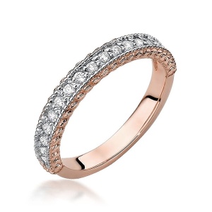 Pierścionek W0507 z diamentami różowe złoto