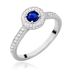 Pierścionek W0559 Szafir 0,30ct białe złoto