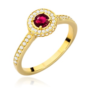 Pierścionek W0559 Rubin 0,35ct żółte złoto