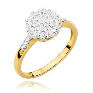 Pierścionek W0565 z diamentami żółte złoto