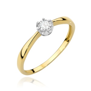 Pierścionek W0567 Diament 0,06ct żółte złoto