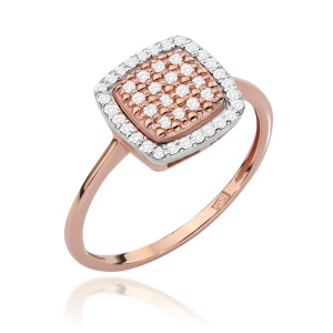 Pierścionek W0568 z diamentami różowe złoto