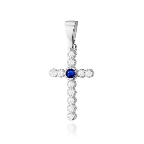 Croix D0008 Saphir 0,15ct Or blanc