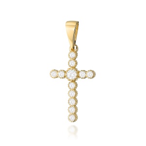 Krzyż D0008 Diament 0,10ct żółte złoto