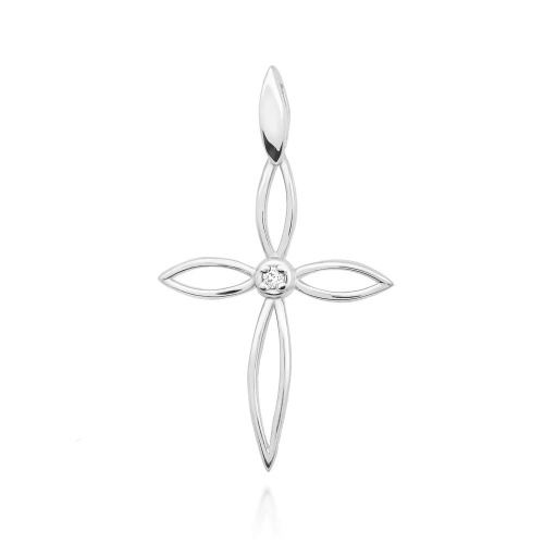 Croix D0029 Diamant 0,02ct Or blanc