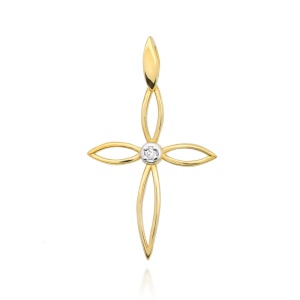Krzyżyk D0029 Diament 0,02ct żółte złoto