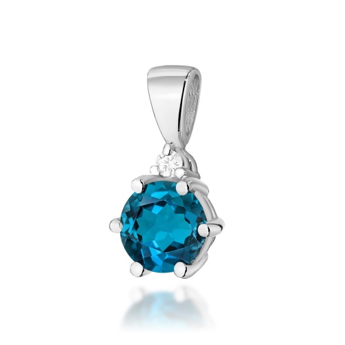 Pendentif Z0076 Topaze London Blue 0,50ct Or blanc