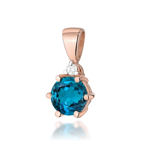 Pendentif Z0076 Topaze London Blue 0,50ct Or rose