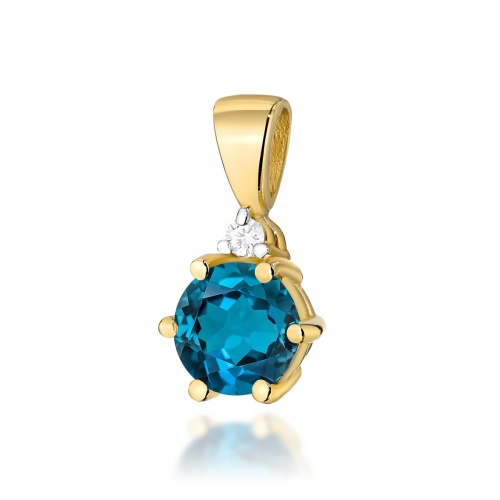 Pendentif Z0076 Topaze London Blue 0,50ct Or jaune