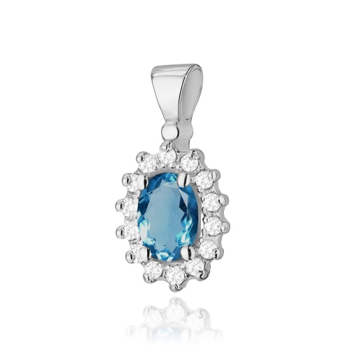 Pendentif Z0182 Topaze London Blue 0,50ct Or blanc