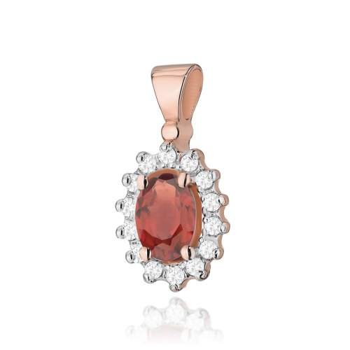 Pendentif Z0182 Grenat 0,50ct Or rose