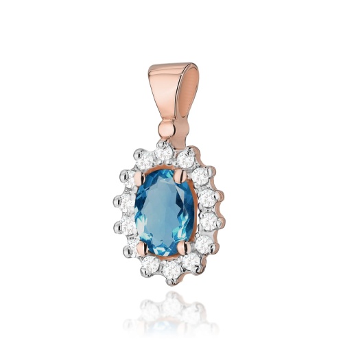 Pendentif Z0182 Topaze London Blue 0,50ct Or rose