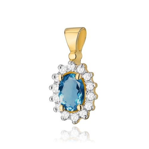 Pendentif Z0182 Topaze London Blue 0,50ct Or jaune