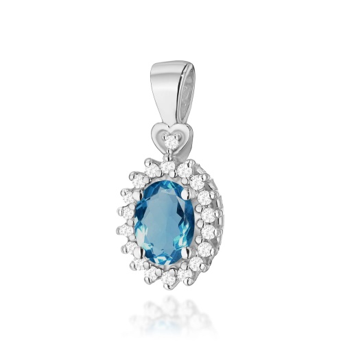 Pendentif Z0312 Topaze London Blue 0,50ct Or blanc
