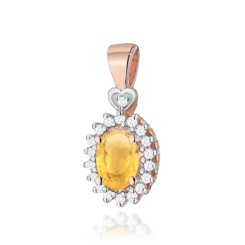 Pendentif Z0312 Citrine 0,60ct Or rose