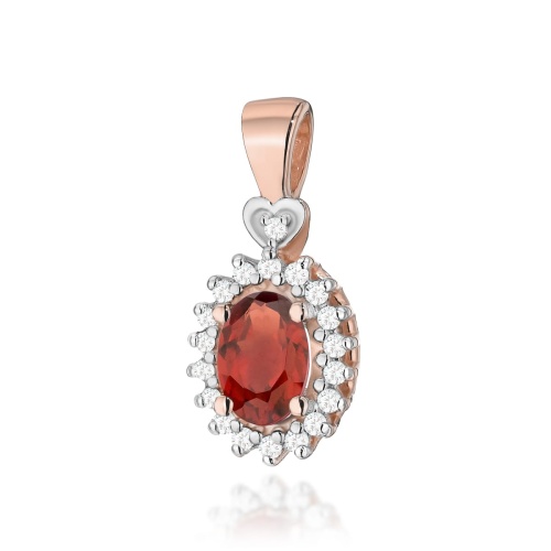 Pendentif Z0312 Grenat 0,50ct Or rose