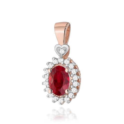 Pendentif Z0312 Rubis 0,60ct Or rose