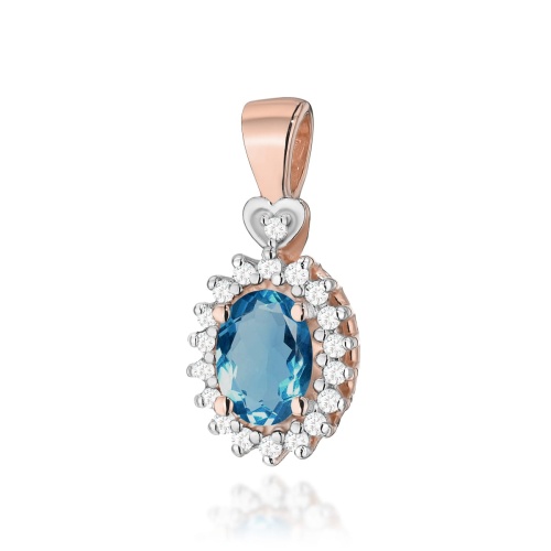 Pendentif Z0312 Topaze London Blue 0,50ct Or rose