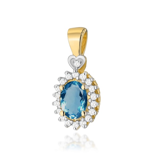 Pendentif Z0312 Topaze London Blue 0,50ct Or jaune