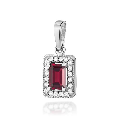 Pendentif Z0422 Grenat 0,70ct Or blanc