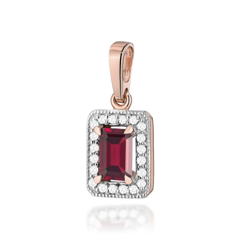 Pendentif Z0422 Grenat 0,70ct Or rose